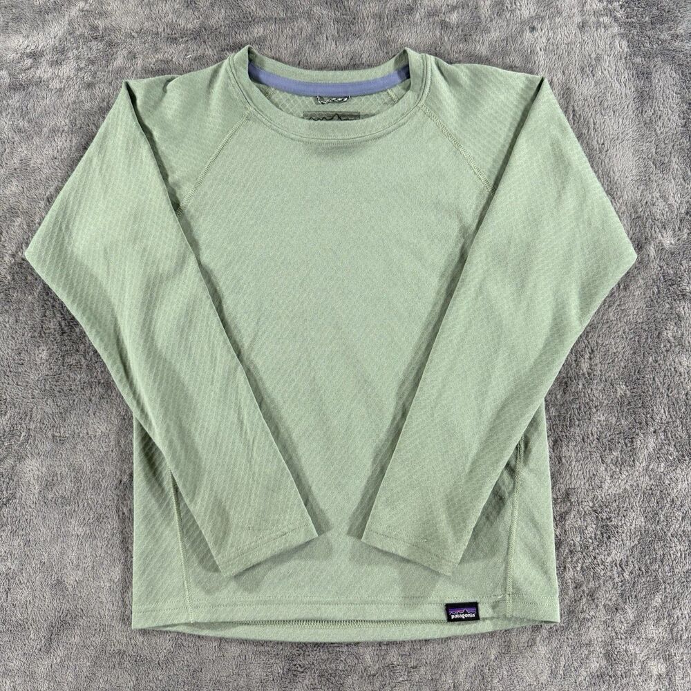 Patagonia Kids‎ Capilene Midweight Green Long Sleeve Baselayer Crewneck S 7-8